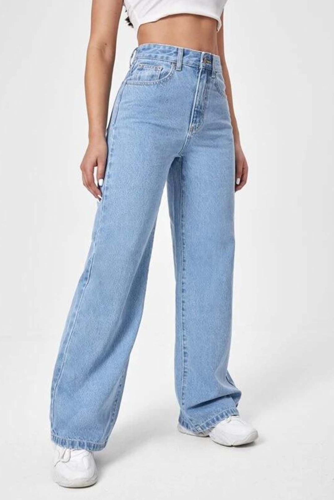 High Waist Wide Leg Jeans (Ice Blue)