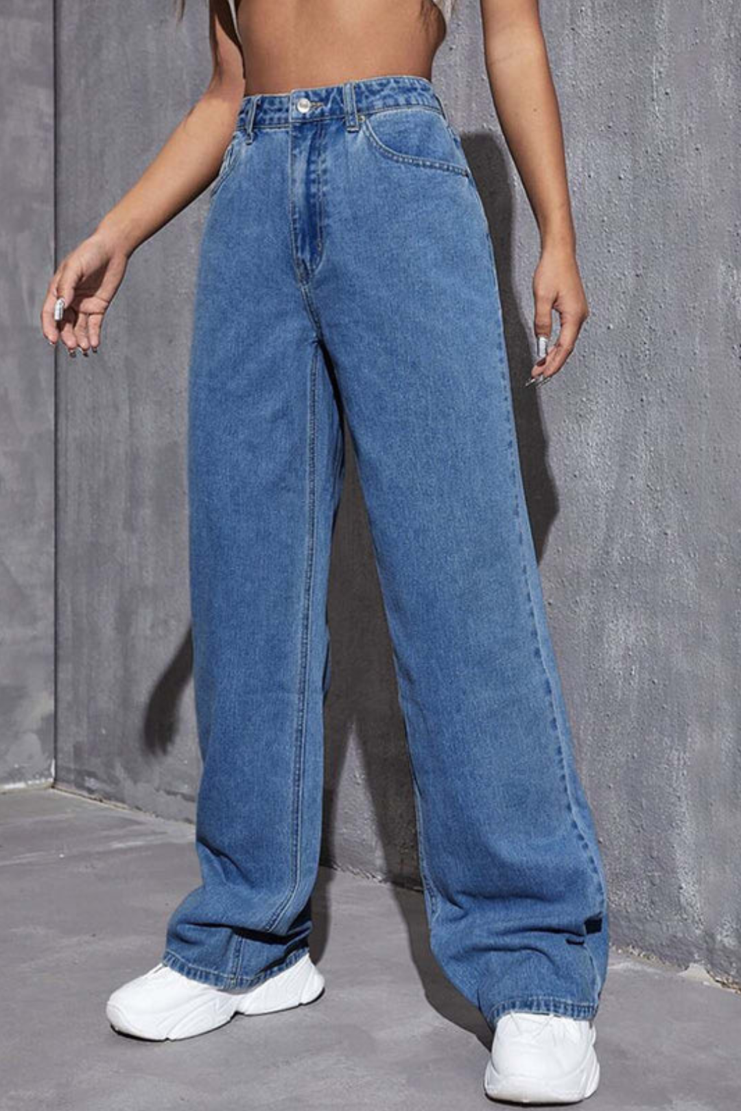 High Waist Wide Leg Jeans (Mid Blue)