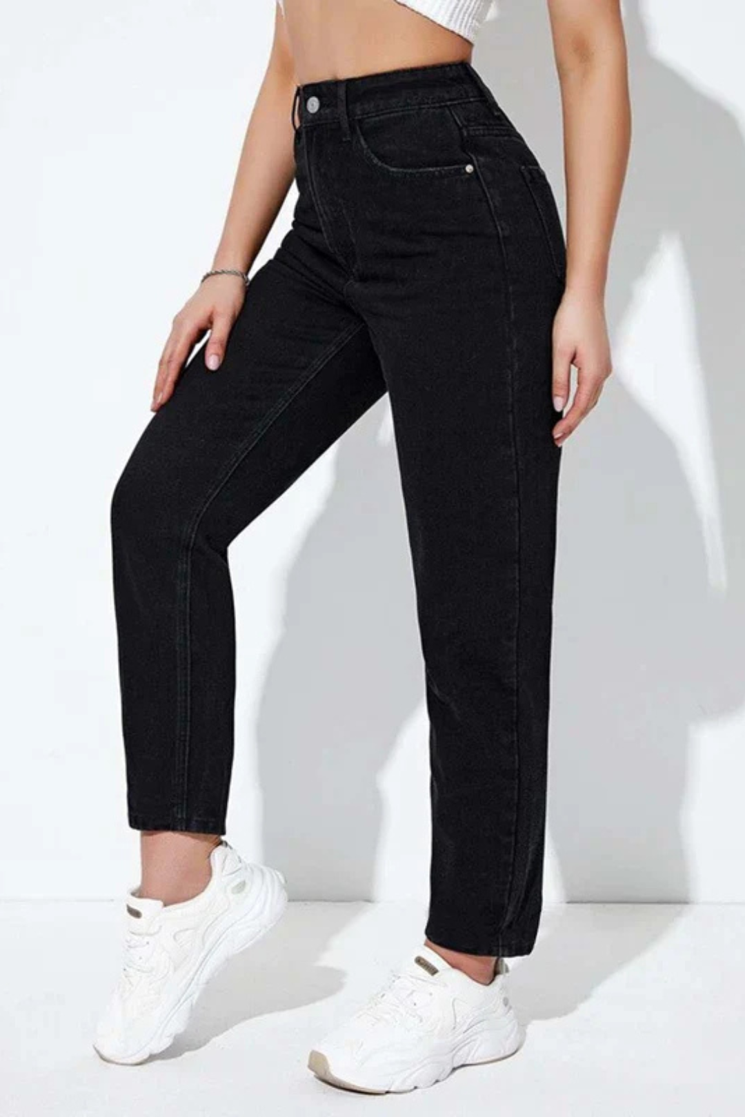 Black High Waist Mom Fit Jeans
