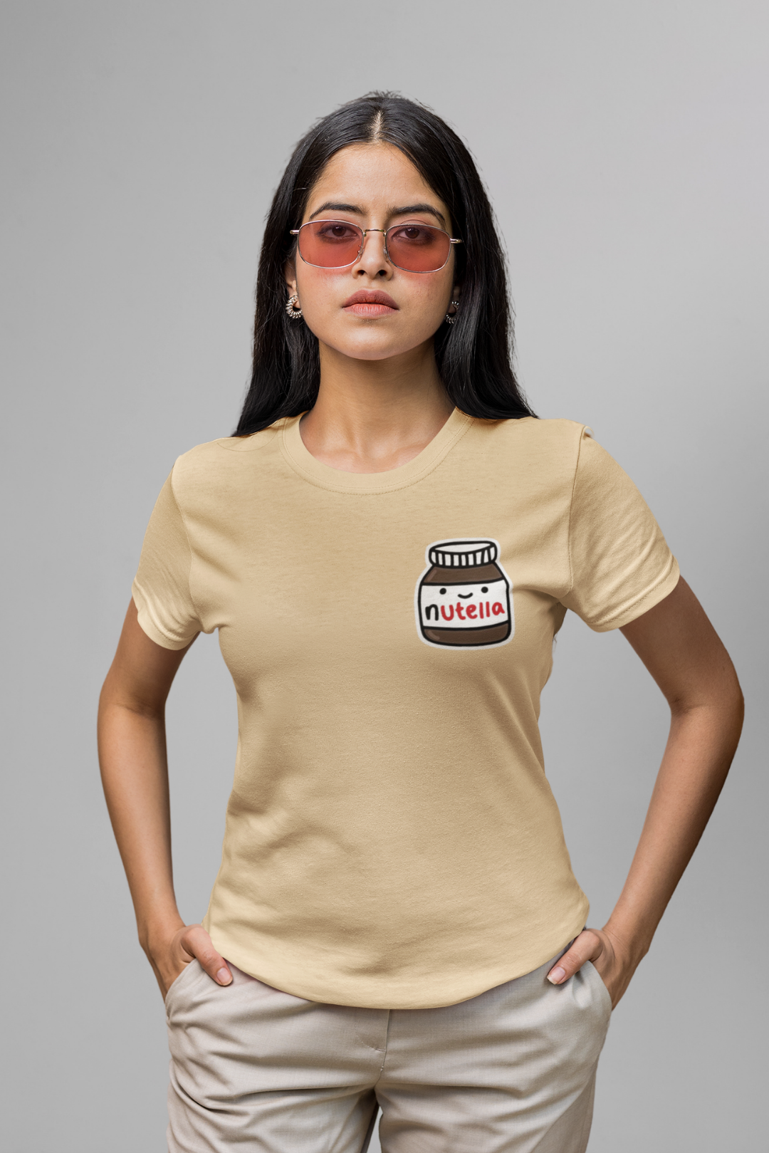 Graphic Beige Basic T-shirt 019