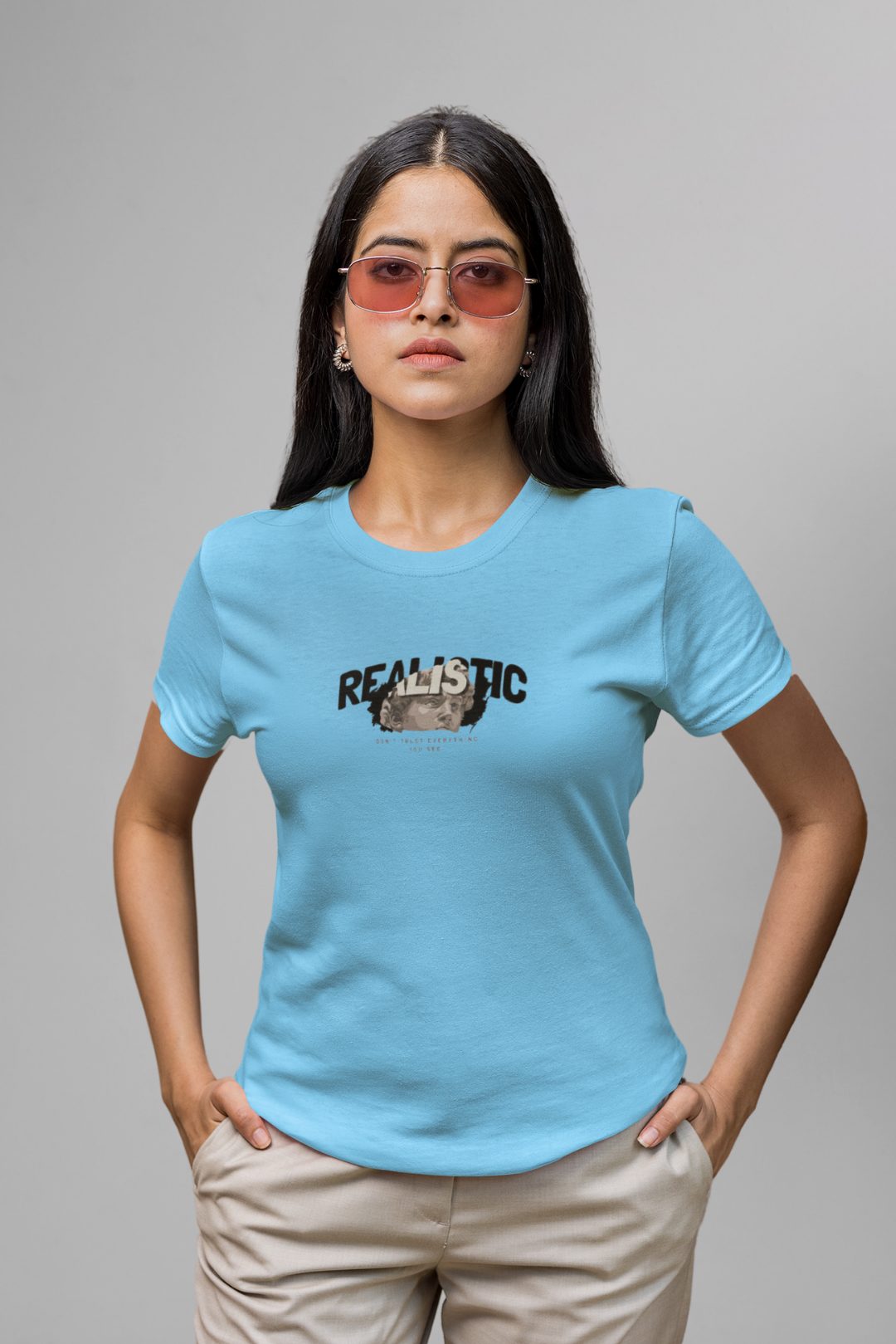 Graphic Sky Blue Basic T-shirt 029