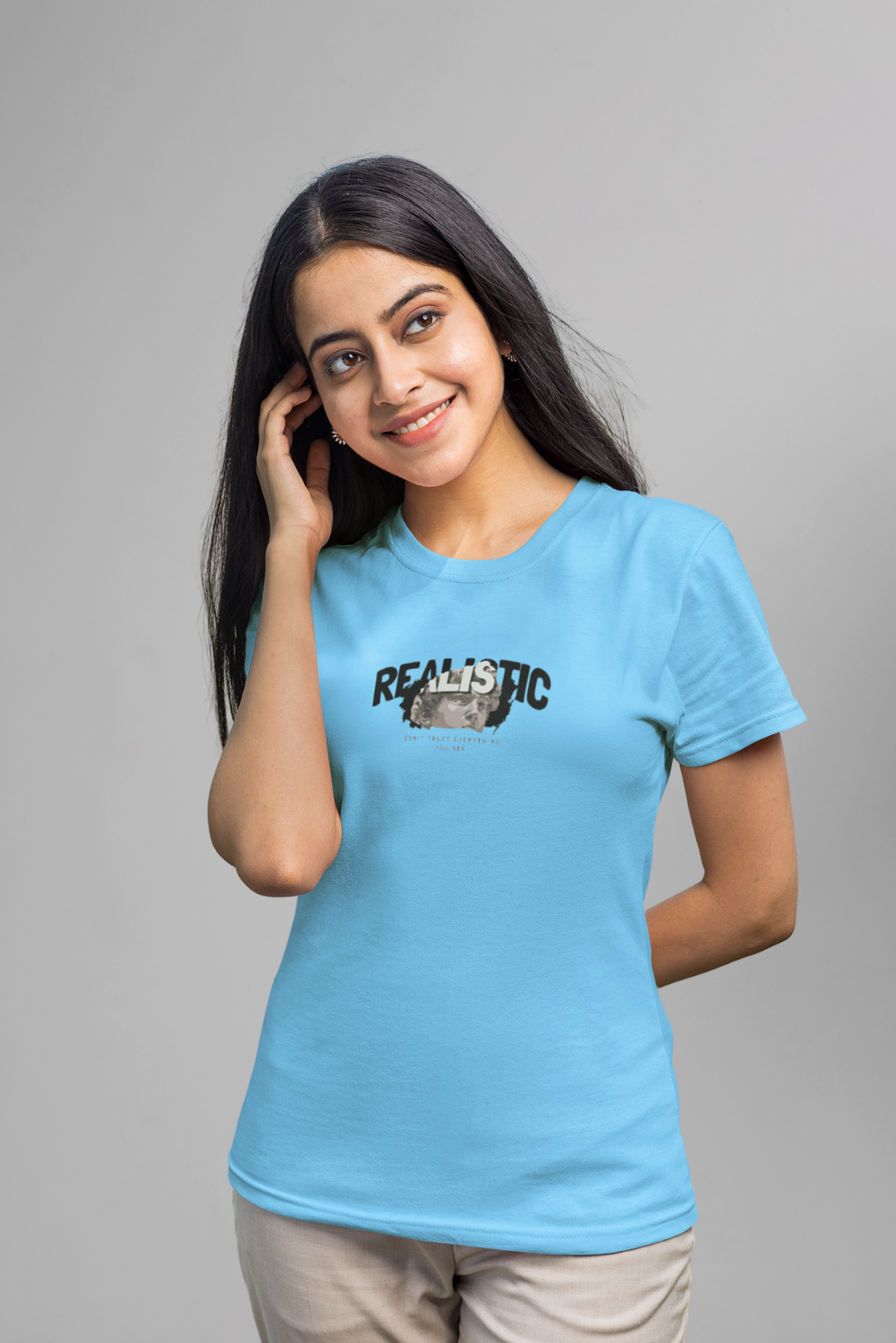 Graphic Sky Blue Basic T-shirt 029