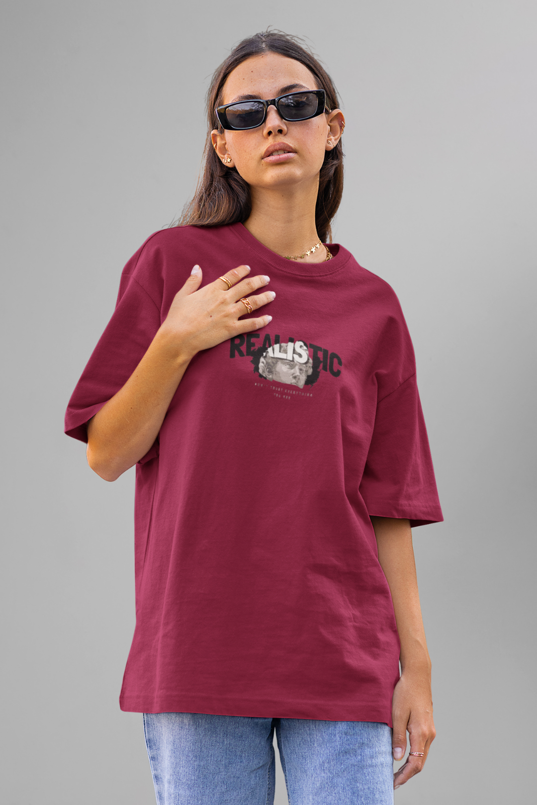 OVERSIZED T-SHIRT MAROON(012)