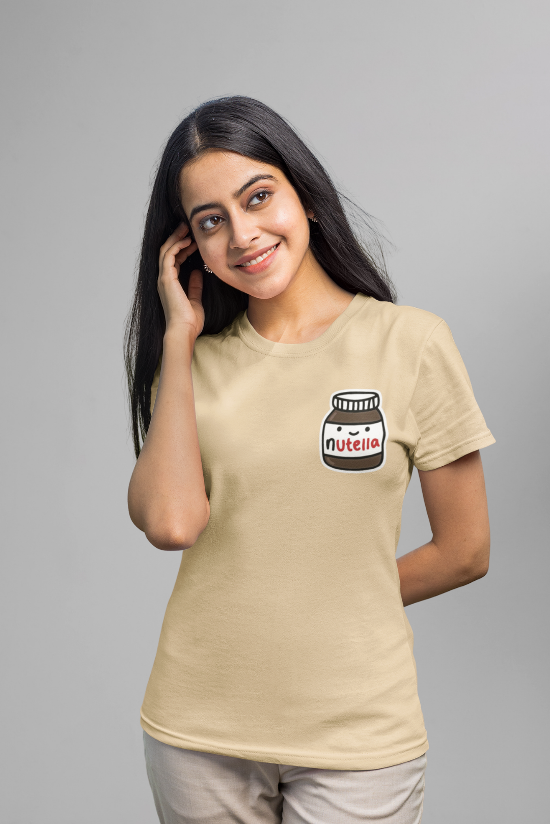 Graphic Beige Basic T-shirt 019