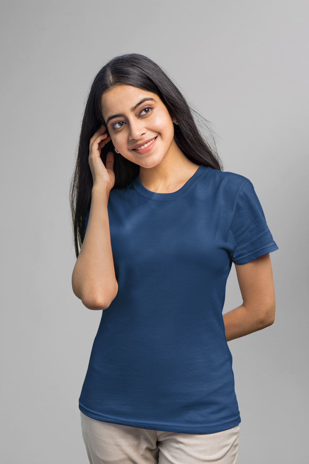 Plain Navy Blue Basic T-shirt 04