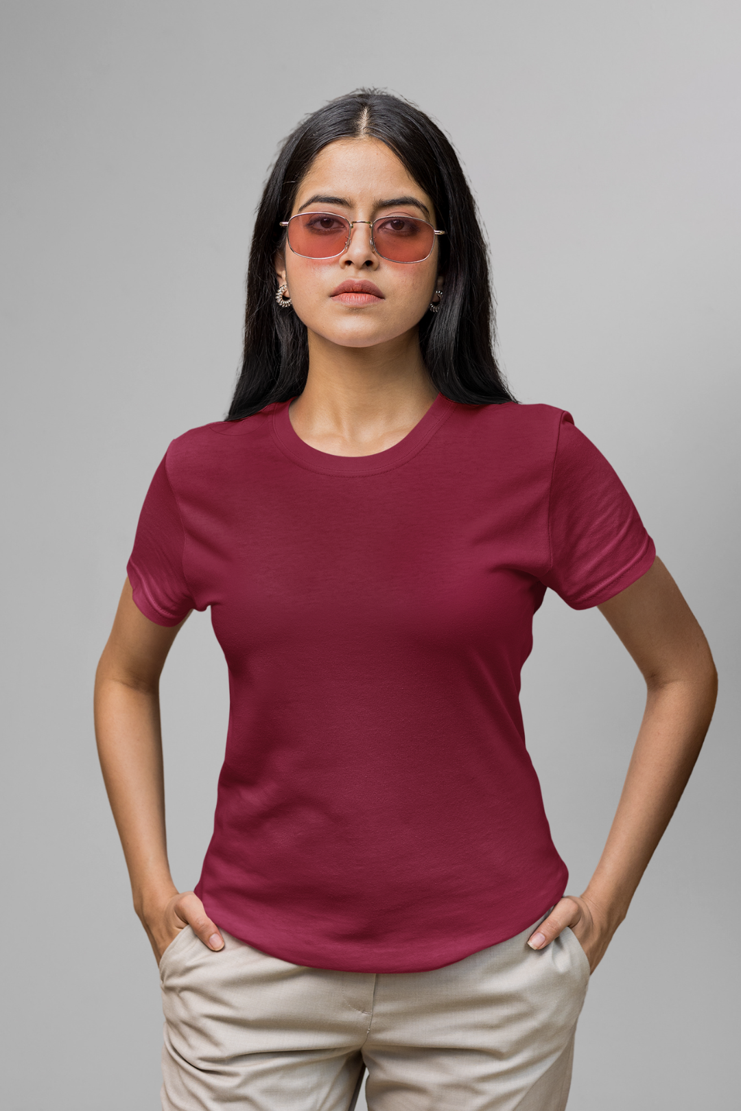 Plain Maroon Basic T-shirt 06