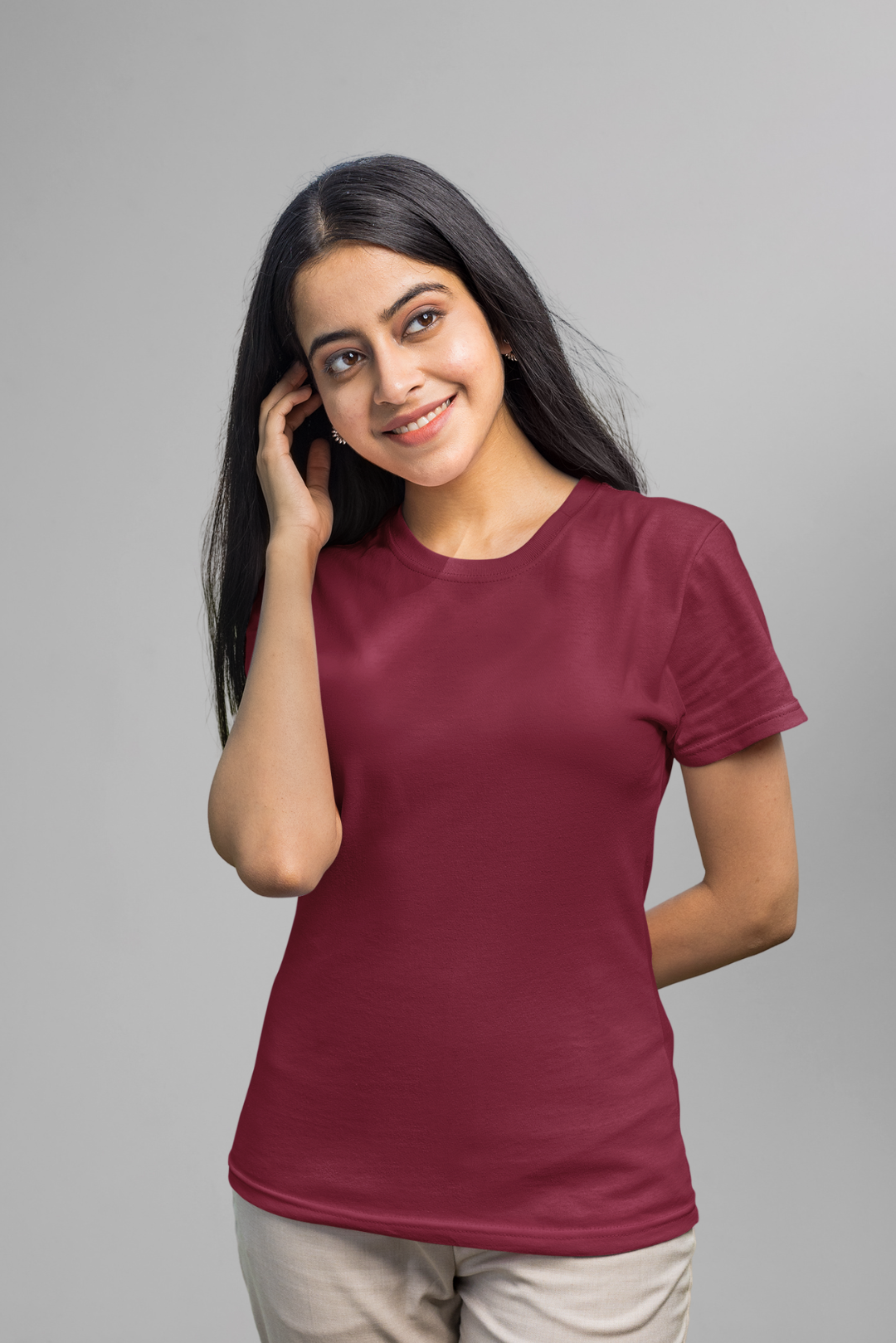 Plain Maroon Basic T-shirt 06