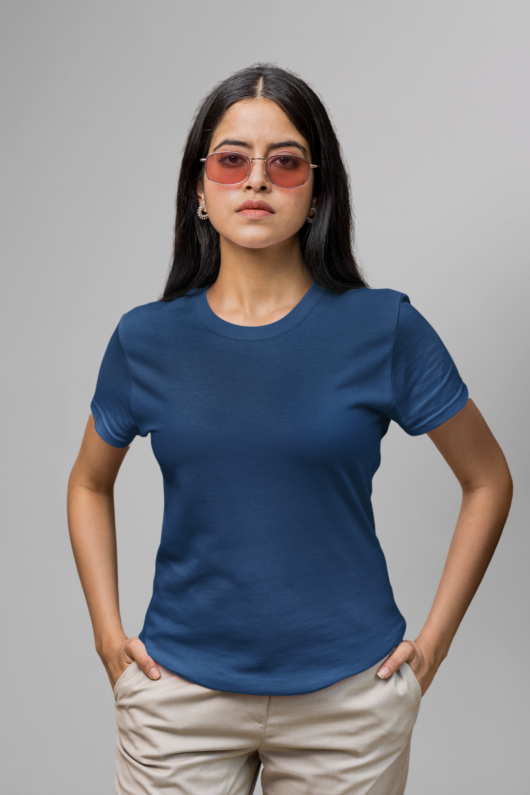 Plain Navy Blue Basic T-shirt 04