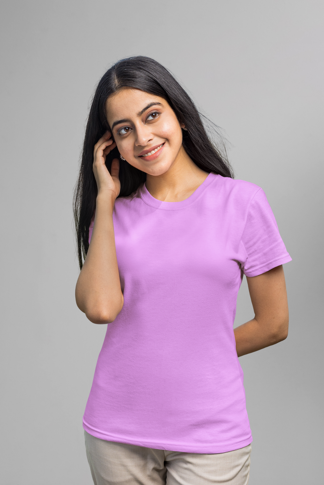 Plain Lilac Basic T-shirt 05