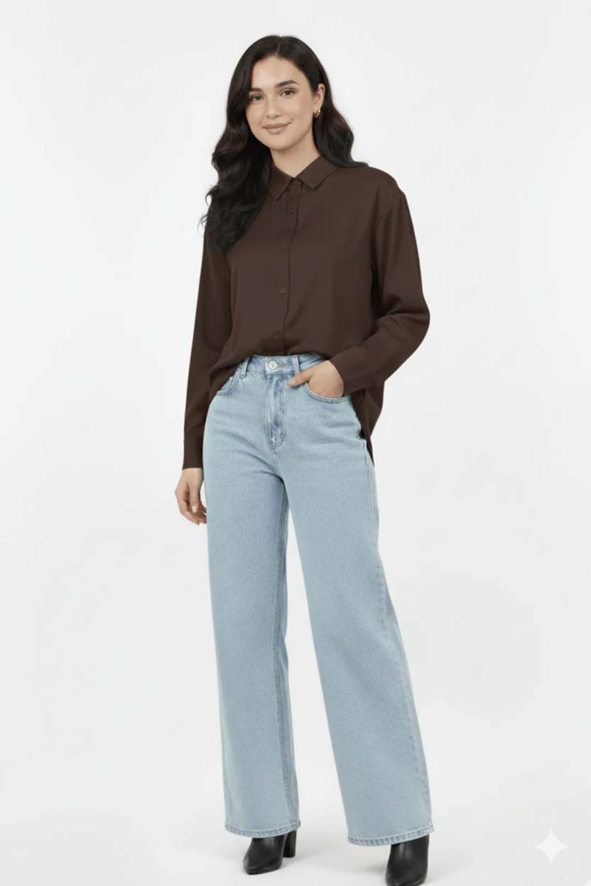 Cocoa Charm Button-Down Shirt