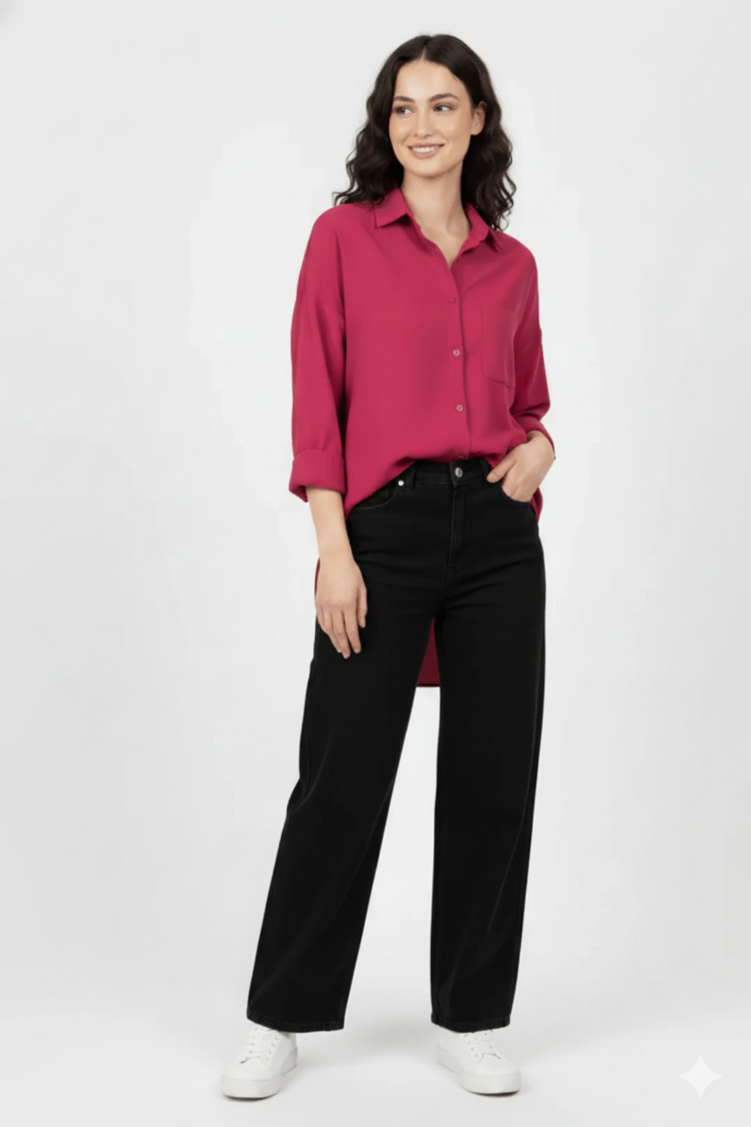 Cherry Luxe Button-Down Shirt