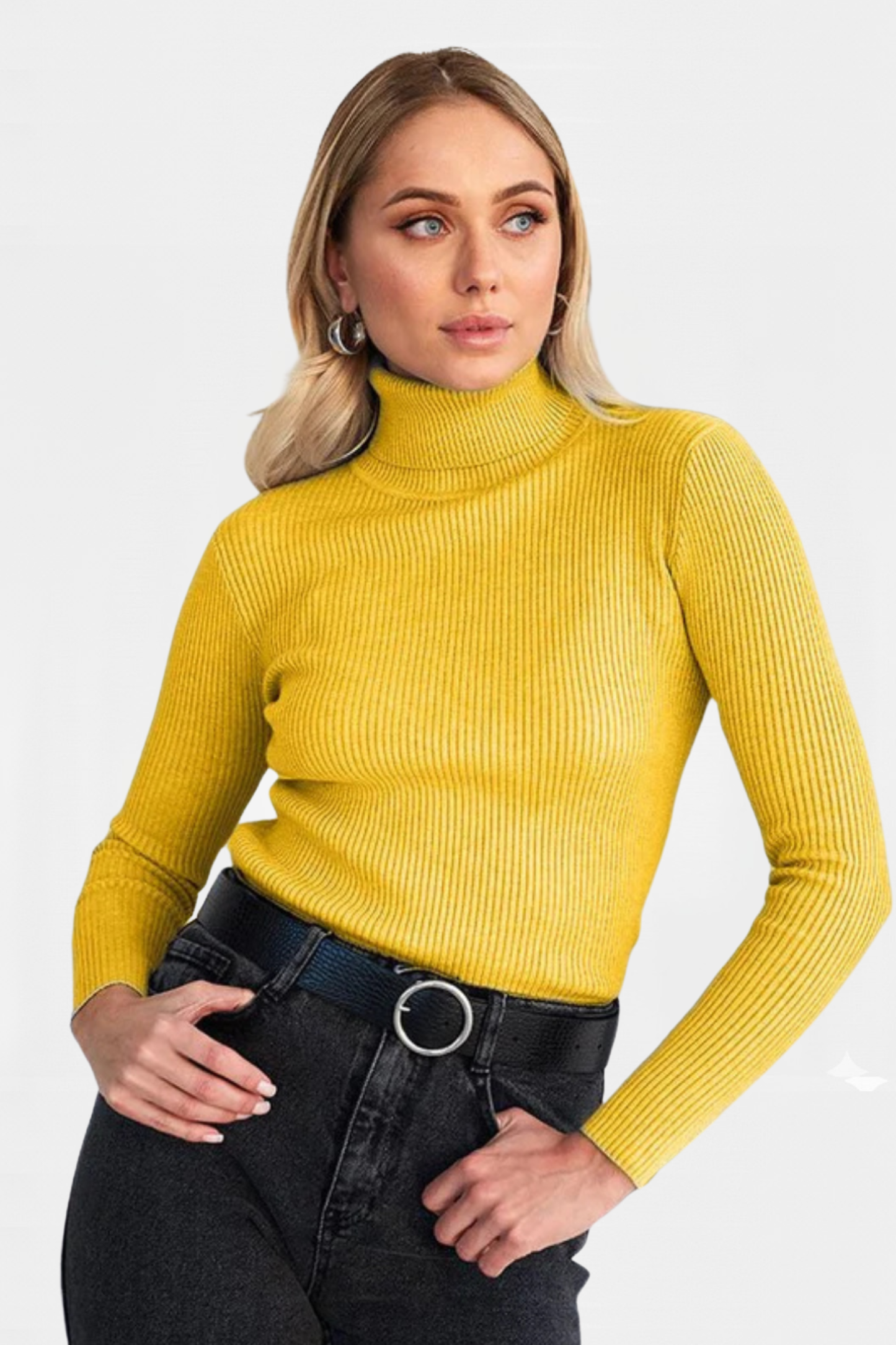Mustard Rib Knit Turtleneck