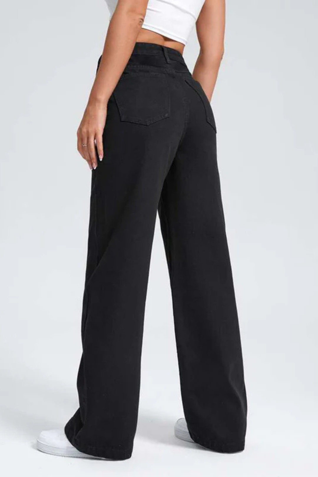 High Waist Wide Leg Jeans (Black)