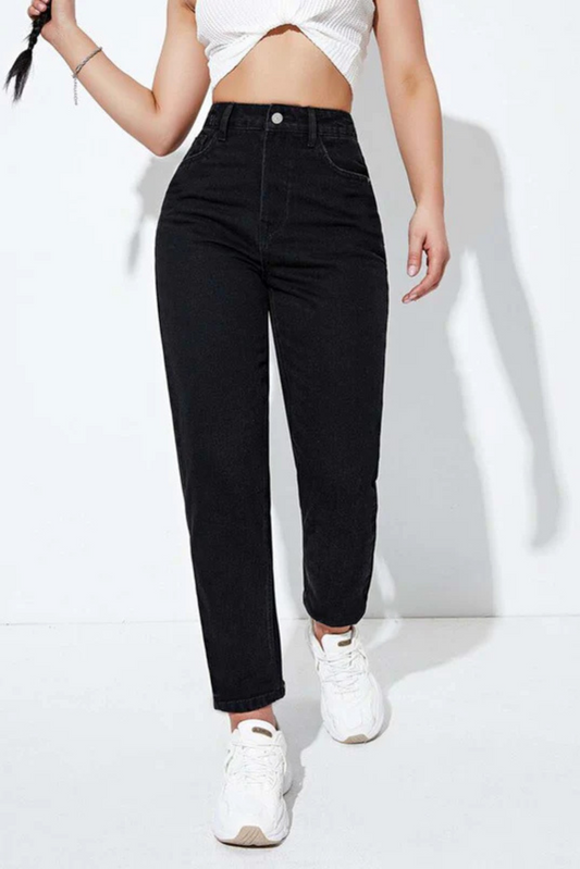 Black High Waist Mom Fit Jeans