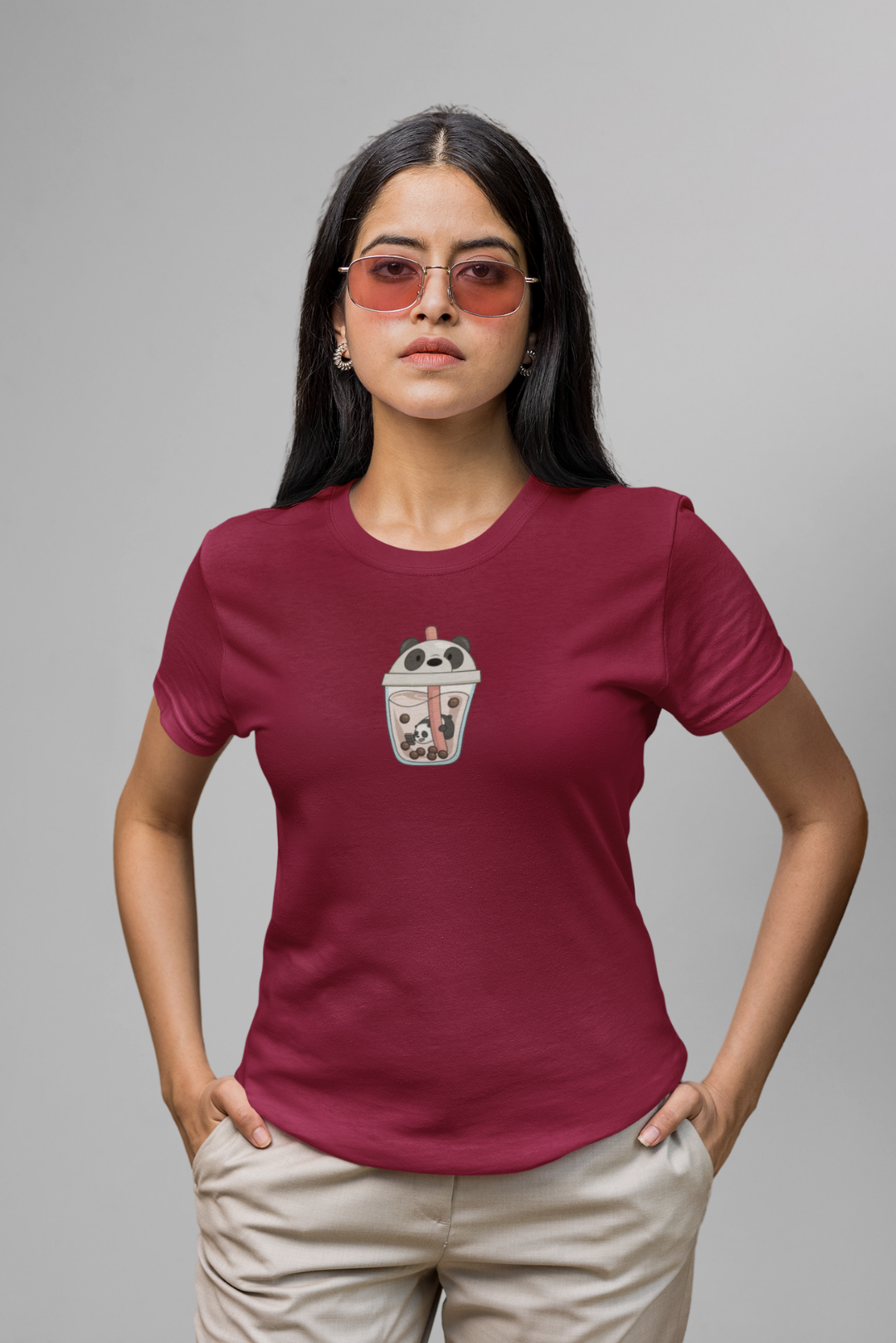 Graphic Maroon Basic T-shirt 024