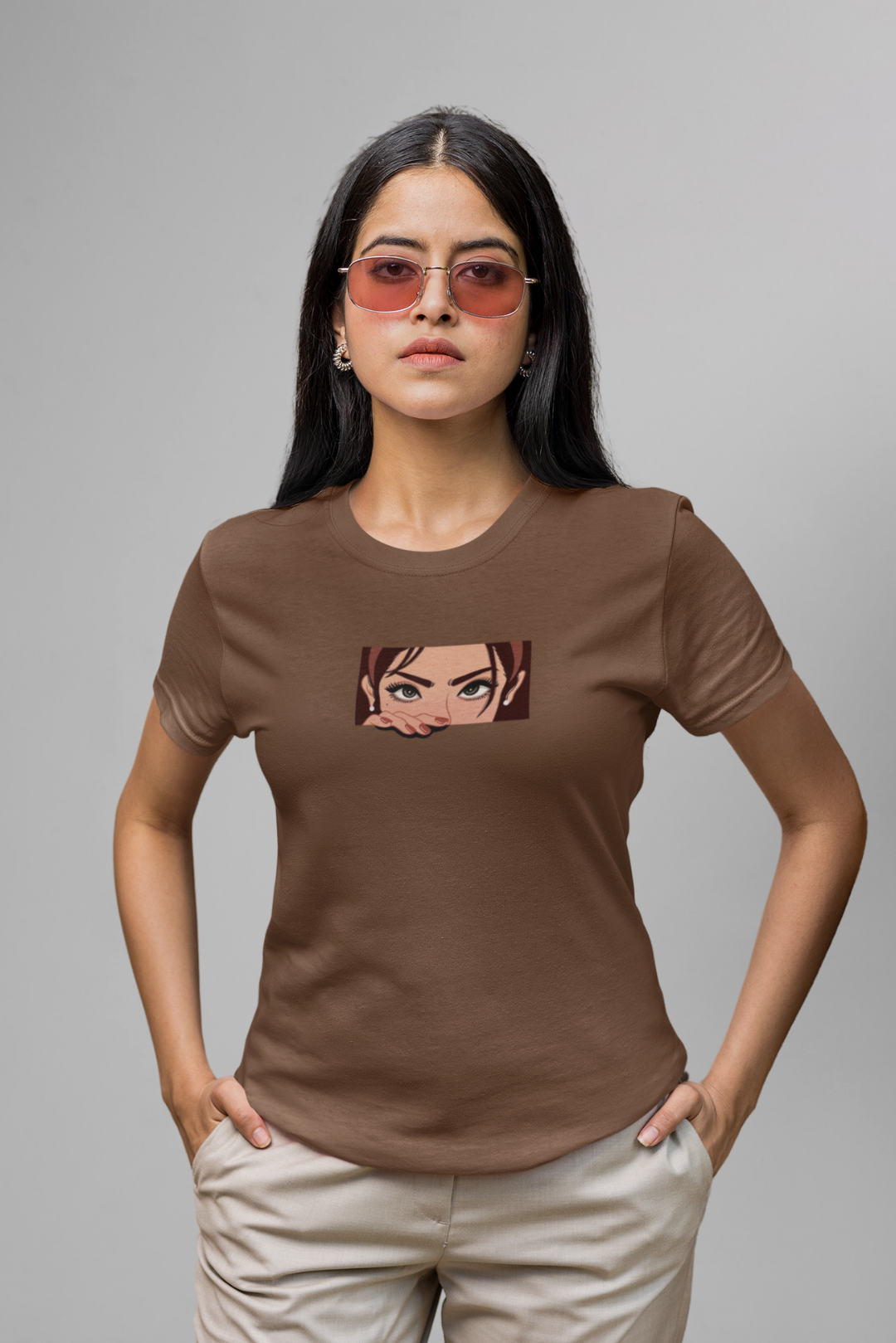 Graphic Brown Basic T-shirt 017