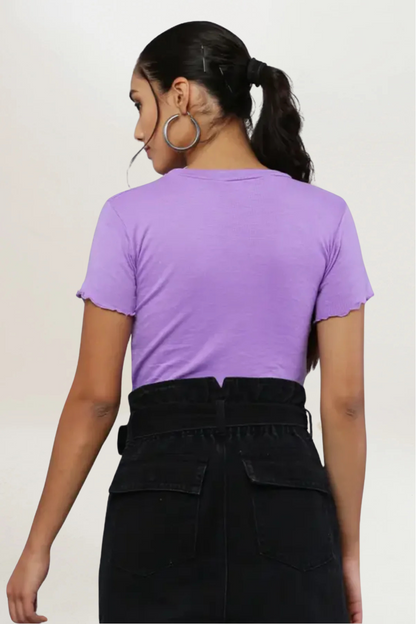 Lilac Rib Knit Heart Cut-Out Top