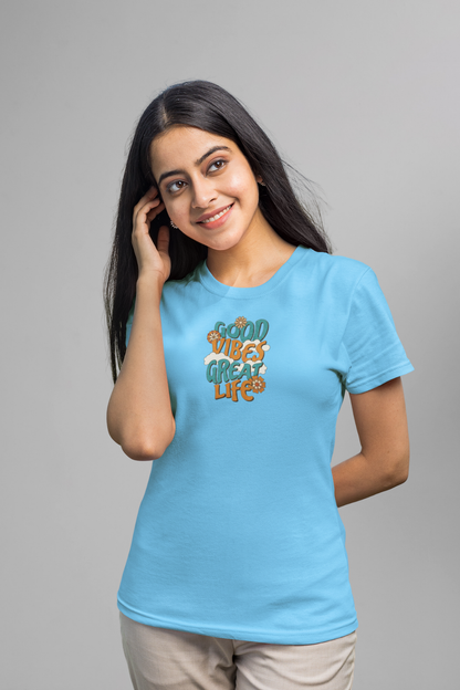 Graphic Sky Blue  Basic T-shirt 027