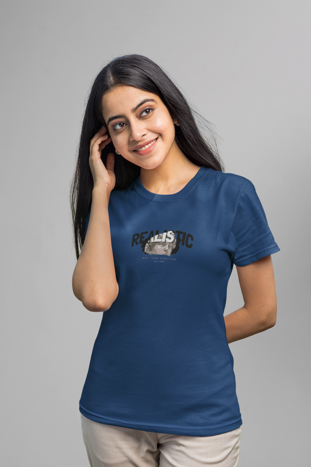Graphic Navy Blue Basic T-shirt 011