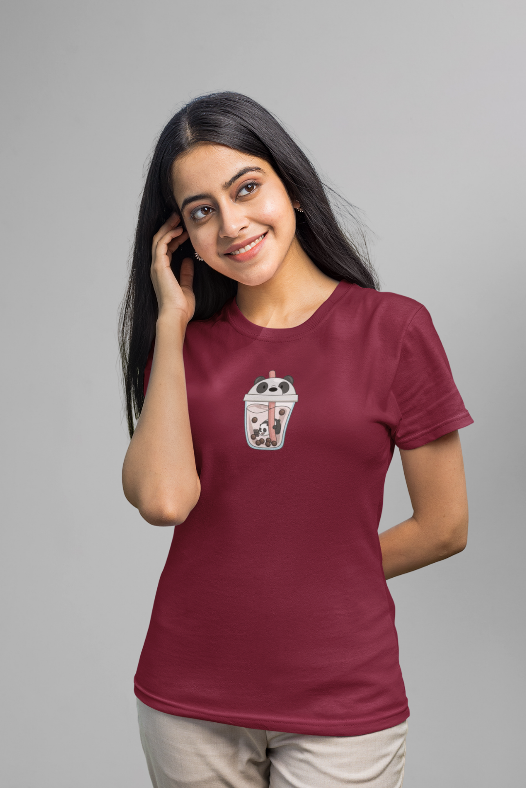 Graphic Maroon Basic T-shirt 024