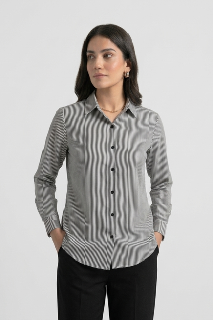 Black Stripes Button-Down Shirt