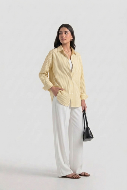 Butter Yellow Stripes Button-Down Shirt