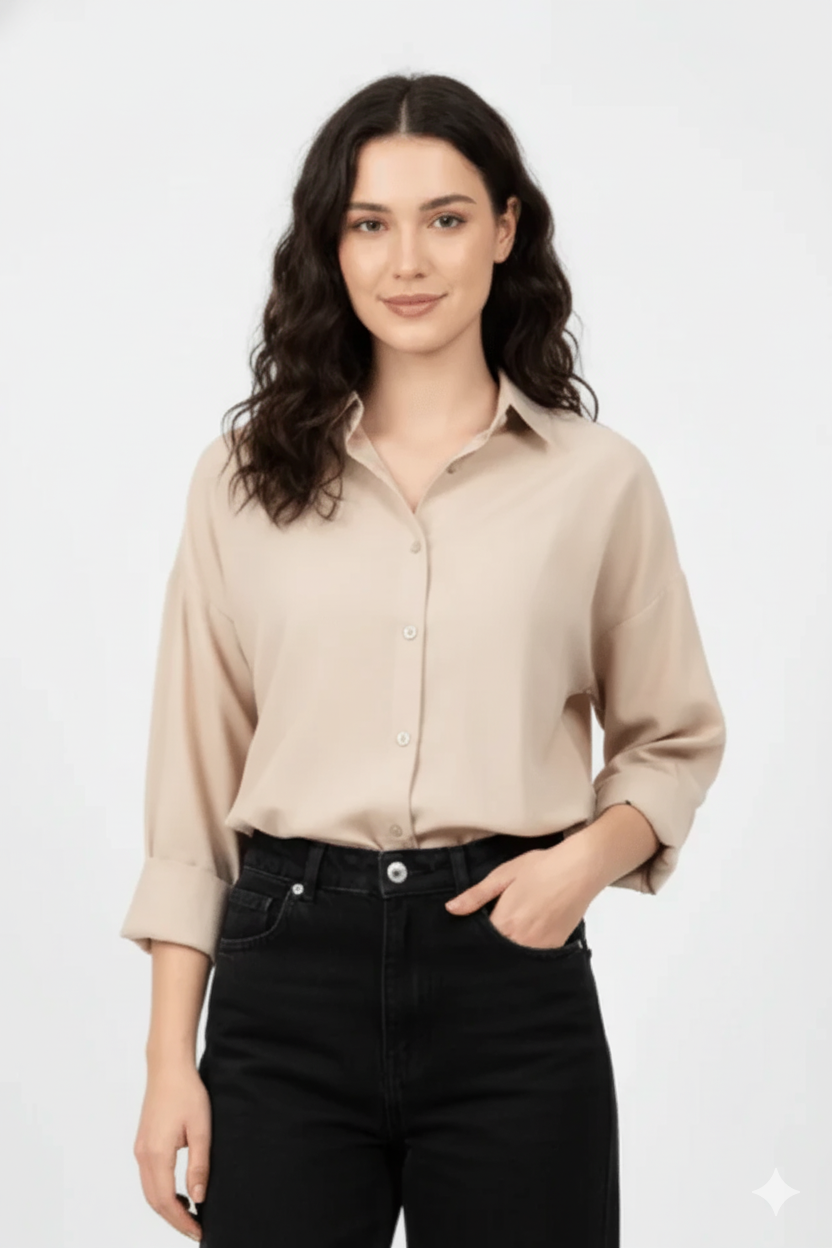 Sandstone Glow Button-Down Shirt