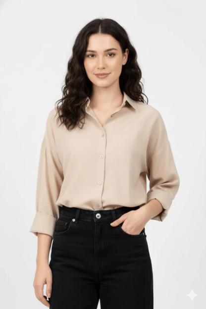 Sandstone Glow Button-Down Shirt