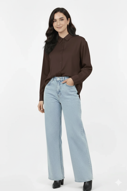 Cocoa Charm Button-Down Shirt