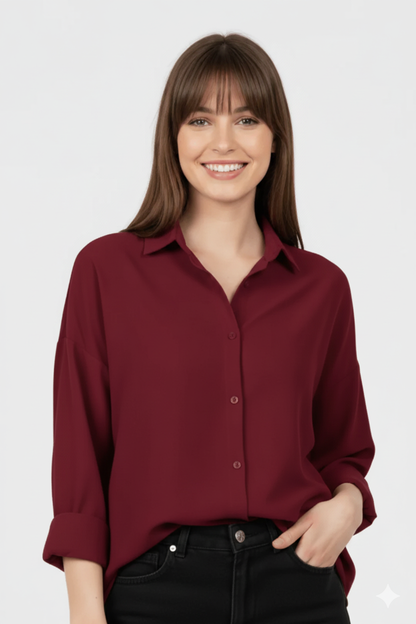 Maroon Muse Button-Down Shirt