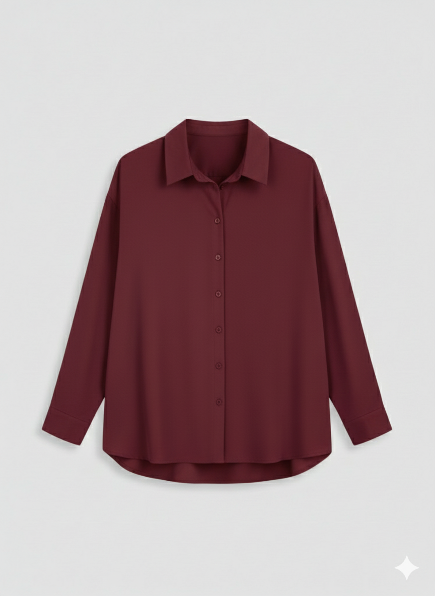 Maroon Muse Button-Down Shirt