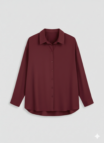 Maroon Muse Button-Down Shirt