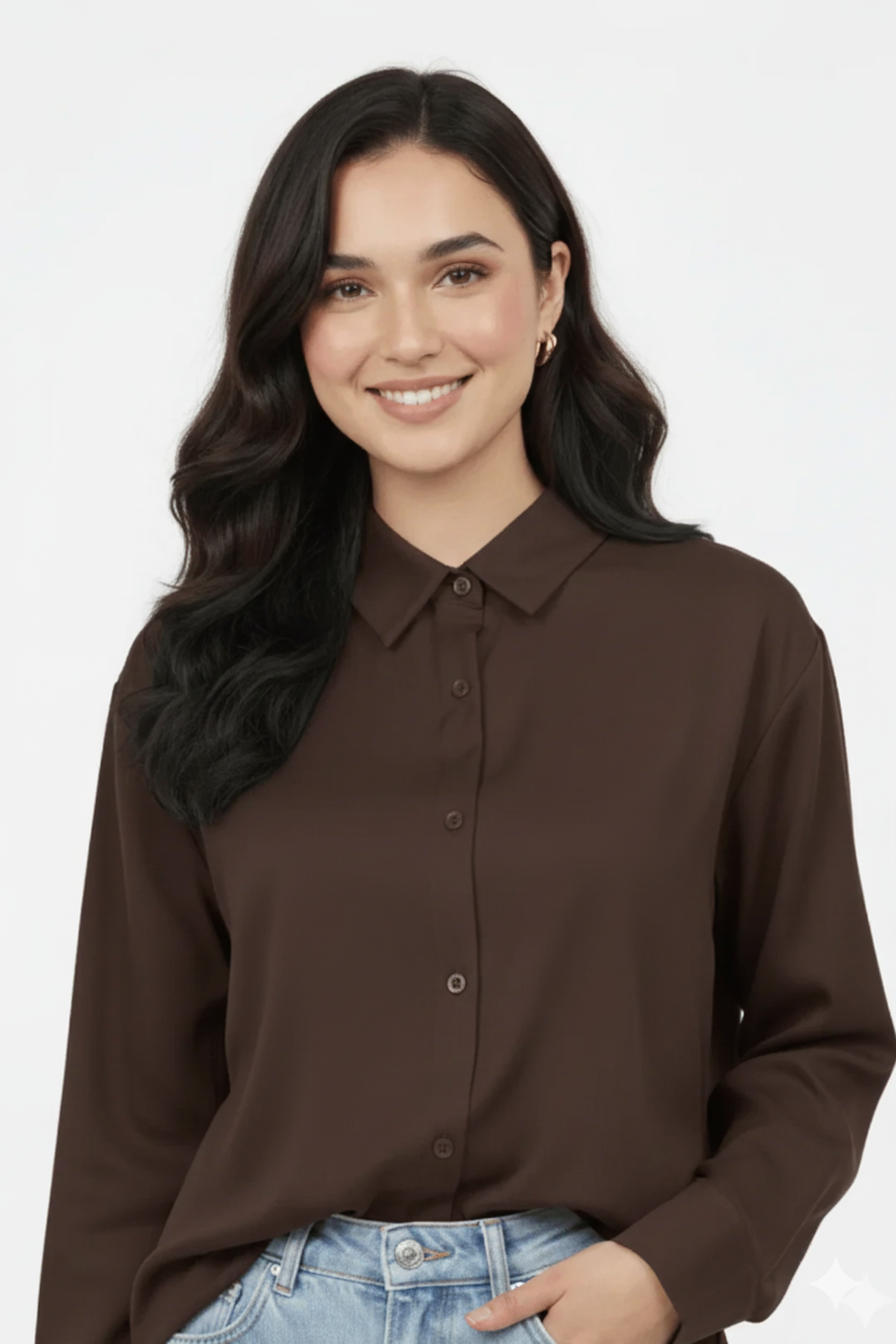 Cocoa Charm Button-Down Shirt
