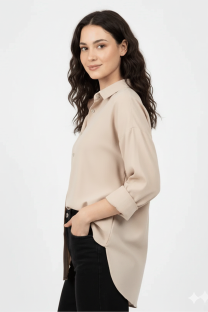 Sandstone Glow Button-Down Shirt