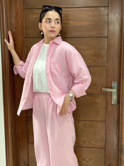 WOMEN'S 3 PIECE CO-ORD SET(BABY PINK)