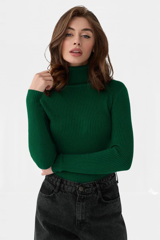 Green Rib Knit Turtleneck
